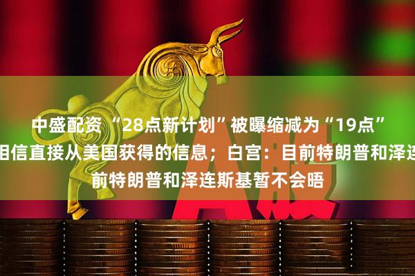 中盛配资 “28点新计划”被曝缩减为“19点”，俄罗斯：只相信直接从美国获得的信息；白宫：目前特朗普和泽连斯基暂不会晤
