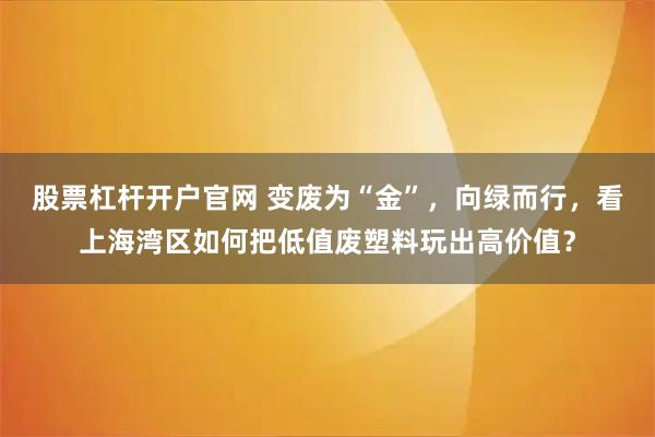 股票杠杆开户官网 变废为“金”，向绿而行，看上海湾区如何把低值废塑料玩出高价值？